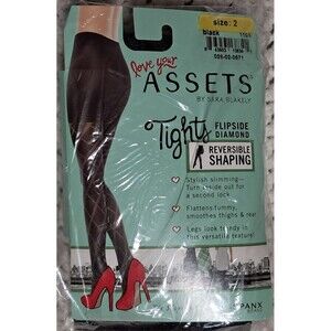 Assets by SPANX Size 2 Black Tights Flipside Diamond Reversible Shaping NEW